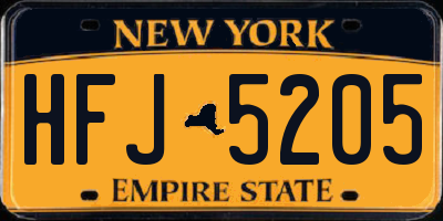 NY license plate HFJ5205