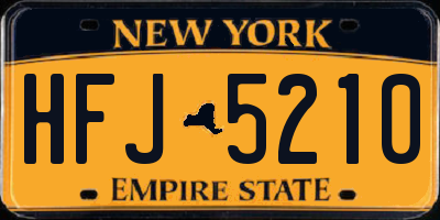 NY license plate HFJ5210