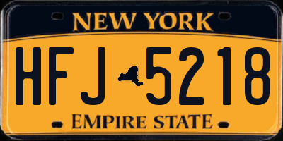 NY license plate HFJ5218