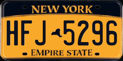 NY license plate HFJ5296
