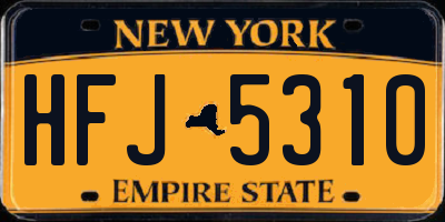 NY license plate HFJ5310