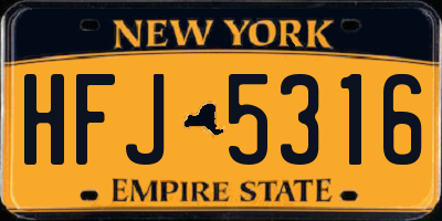 NY license plate HFJ5316