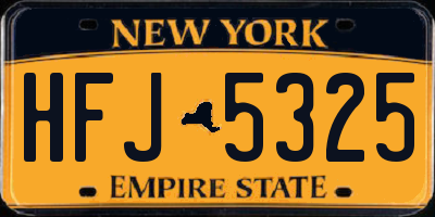 NY license plate HFJ5325