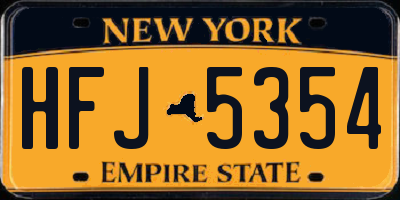 NY license plate HFJ5354