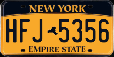NY license plate HFJ5356