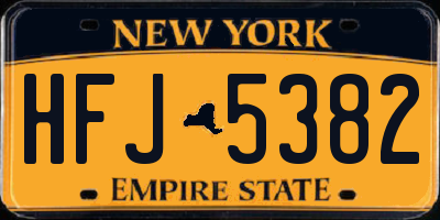 NY license plate HFJ5382