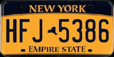NY license plate HFJ5386