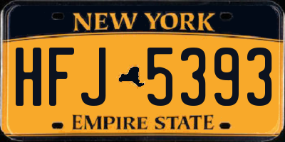 NY license plate HFJ5393