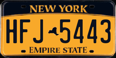 NY license plate HFJ5443