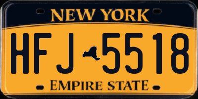 NY license plate HFJ5518