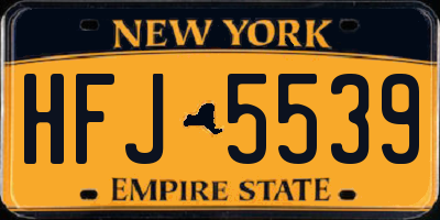 NY license plate HFJ5539