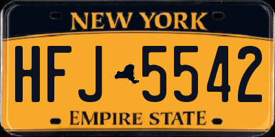 NY license plate HFJ5542