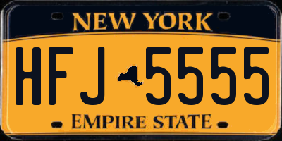 NY license plate HFJ5555