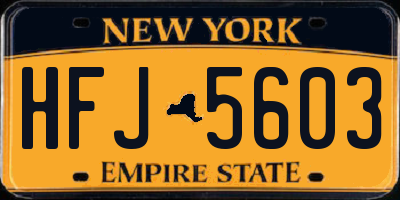 NY license plate HFJ5603