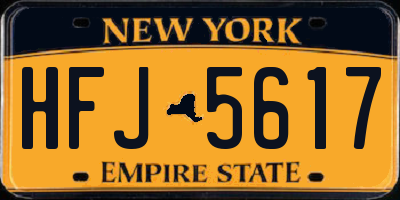 NY license plate HFJ5617