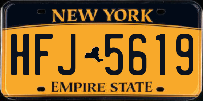 NY license plate HFJ5619