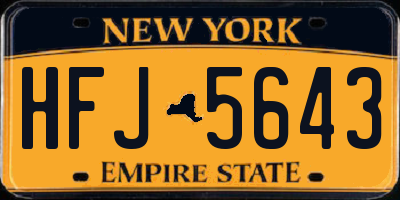 NY license plate HFJ5643
