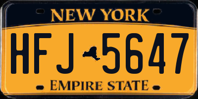 NY license plate HFJ5647