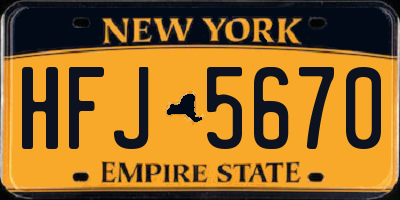 NY license plate HFJ5670