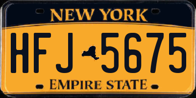 NY license plate HFJ5675