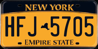 NY license plate HFJ5705