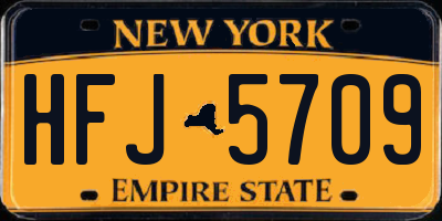NY license plate HFJ5709