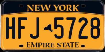 NY license plate HFJ5728
