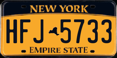 NY license plate HFJ5733