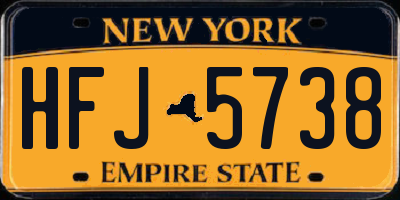 NY license plate HFJ5738