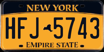 NY license plate HFJ5743