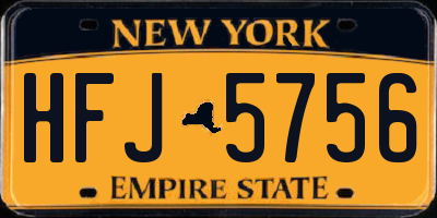 NY license plate HFJ5756