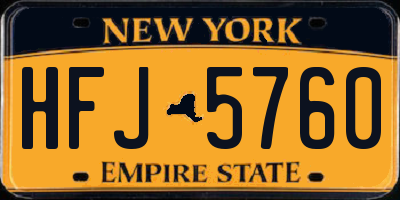 NY license plate HFJ5760