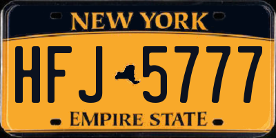 NY license plate HFJ5777