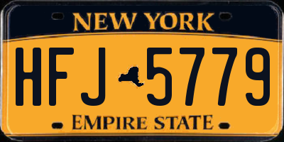 NY license plate HFJ5779