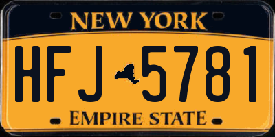 NY license plate HFJ5781