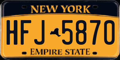 NY license plate HFJ5870