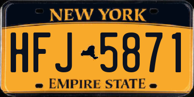 NY license plate HFJ5871