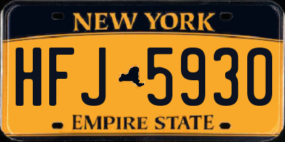 NY license plate HFJ5930