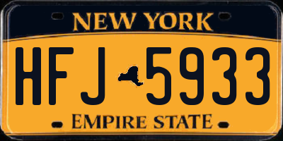 NY license plate HFJ5933