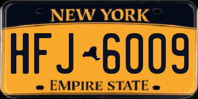 NY license plate HFJ6009