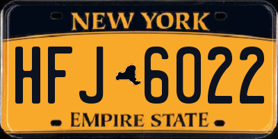 NY license plate HFJ6022