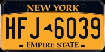 NY license plate HFJ6039