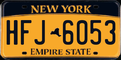 NY license plate HFJ6053