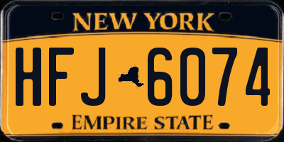 NY license plate HFJ6074