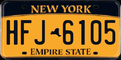 NY license plate HFJ6105