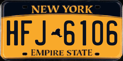 NY license plate HFJ6106