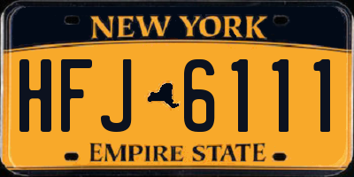 NY license plate HFJ6111