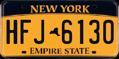 NY license plate HFJ6130