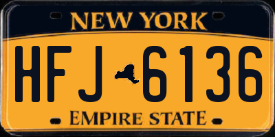 NY license plate HFJ6136