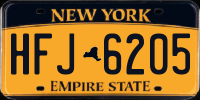 NY license plate HFJ6205